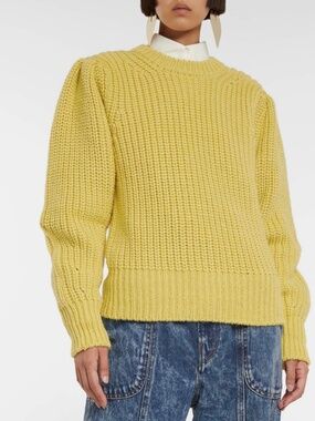 Isabel Marant Etoile Pleane Wool Blend Sweater in Yellow Size 36